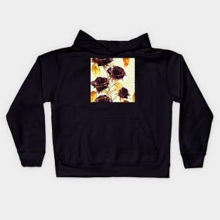 Black rose watercolor rose Kids Hoodie